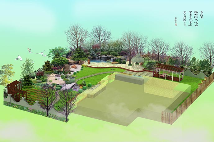 上海碧云左岸别墅园林设计制作，一个大型的别墅园林设计